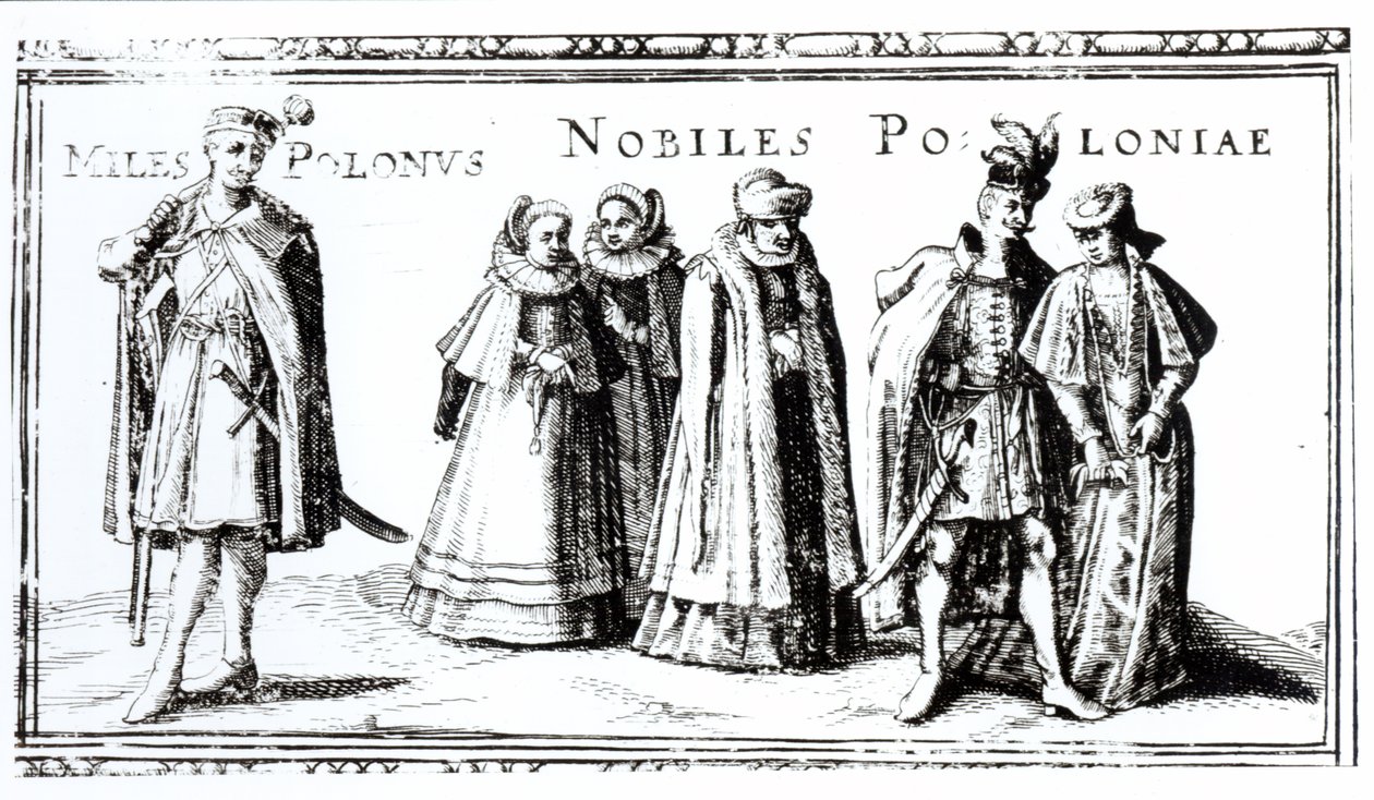 Polska adeln (gravyr) (bw foto) av Polish School