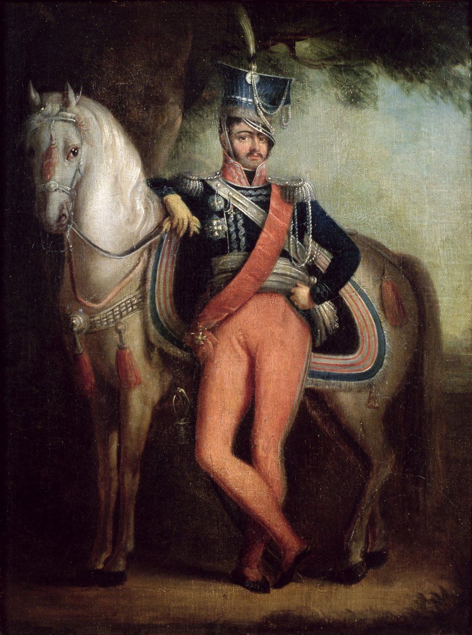 Prins Josef Anton Poniatowski (1763-1813) vid sin häst, ca 1800-13 av Polish School