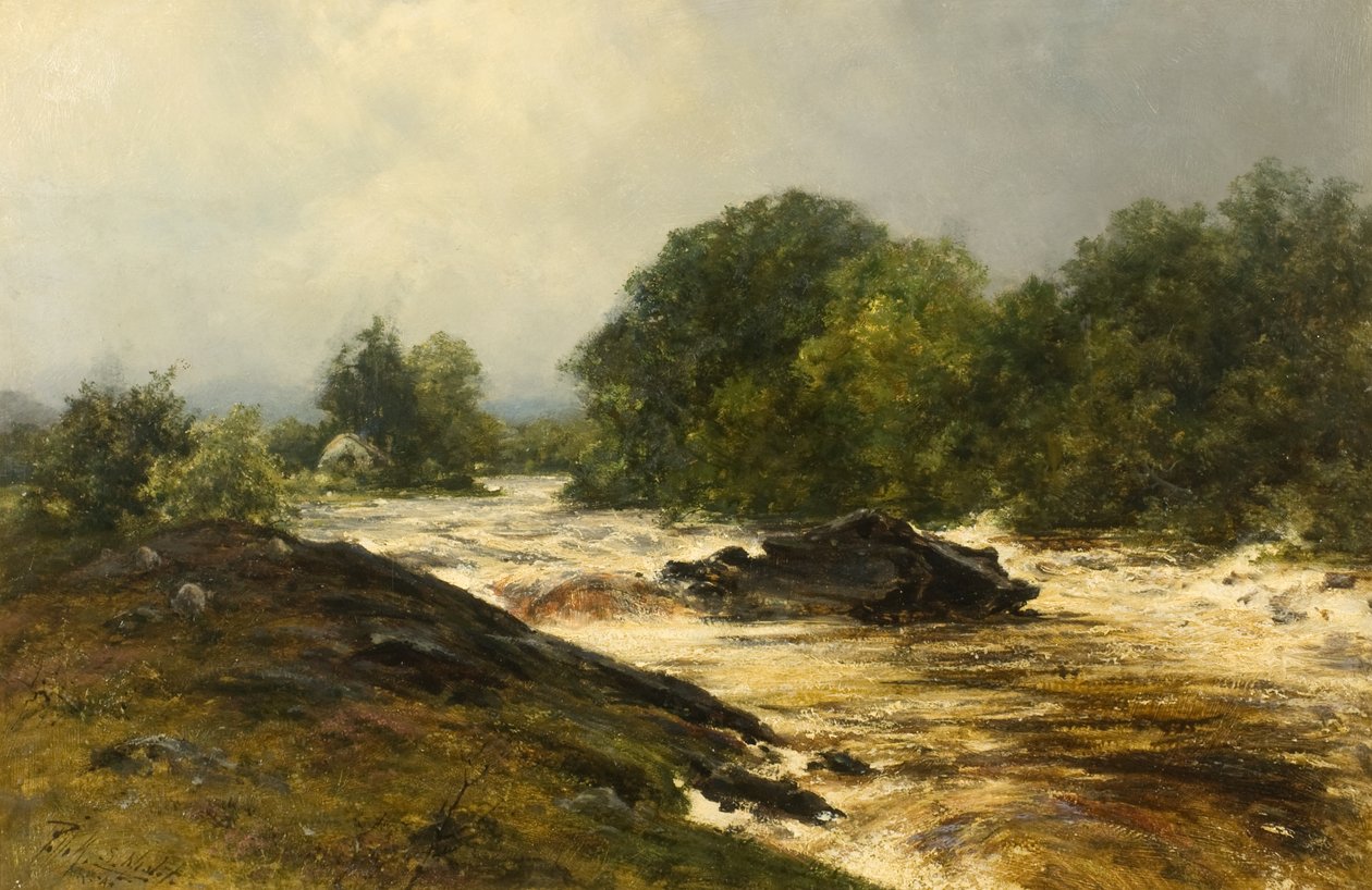 Möte mellan Tummel och Garry (olja på duk) av Pollok Sinclair Nisbet