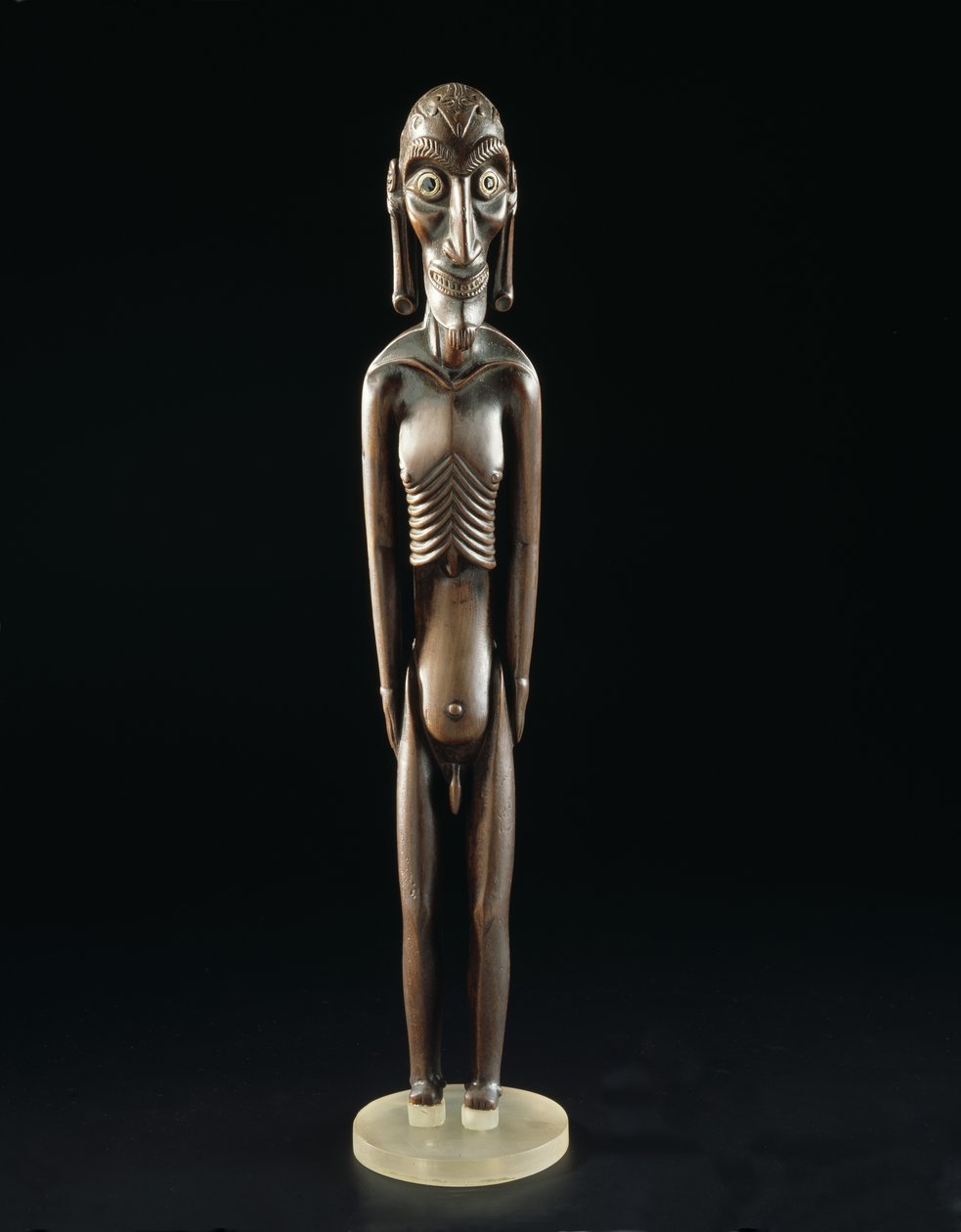 Träfigur snidad i form av en man, från Påskön, före 1894 (trä & obsidian) (för detaljer se 141970) av Polynesian