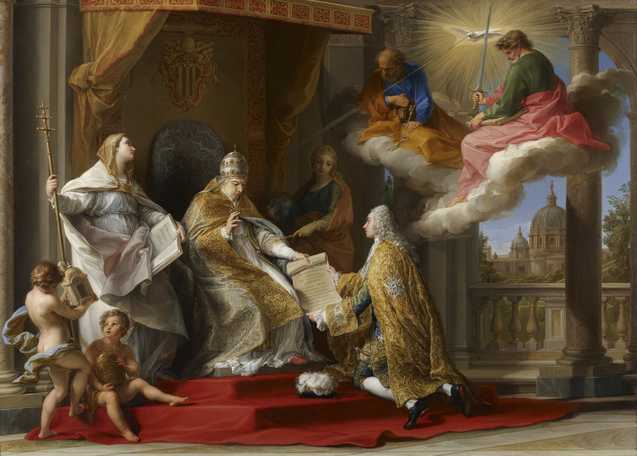 Påven Benedictus XIV presenterar Encyclical av Pompeo Batoni