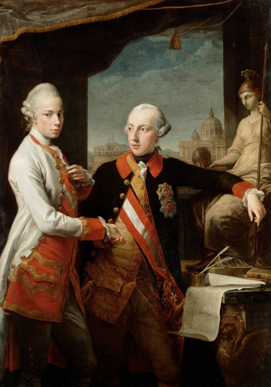 Kejsare Joseph II med storhertig Pietro Leopoldo i Toscana av Pompeo Girolamo Batoni