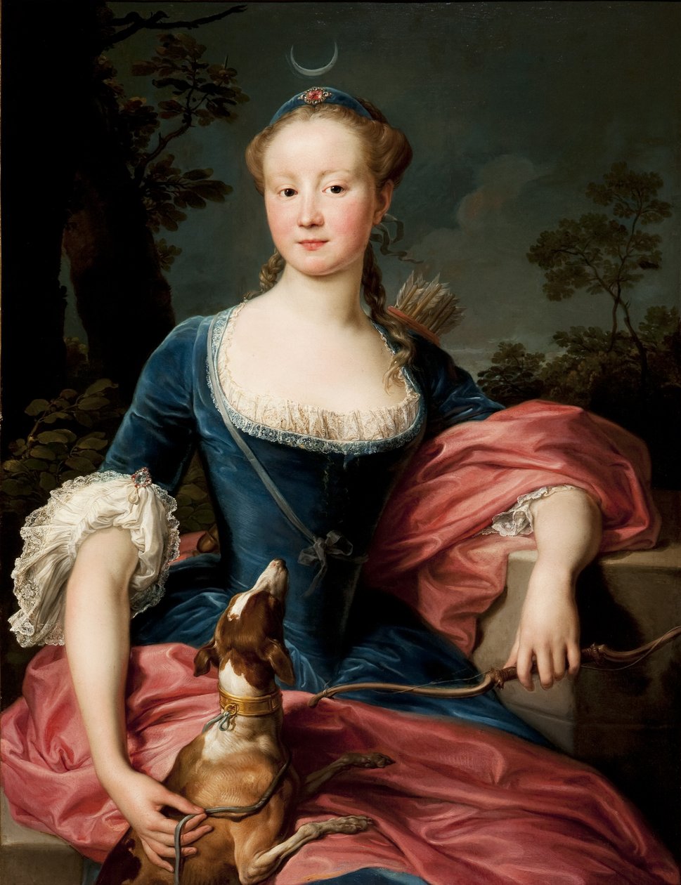 Portugisiska: Porträtt av en dam som jägarinnan Diana Porträtt av en dam som jägarinnan Diana av Pompeo Batoni