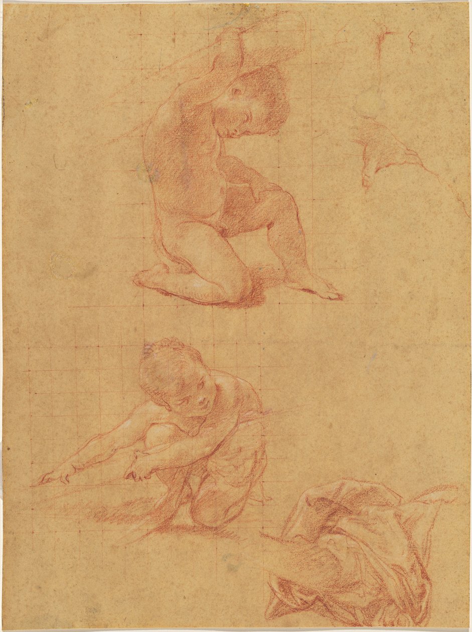 Två nakna barn som lyfter en gose av Pompeo Batoni