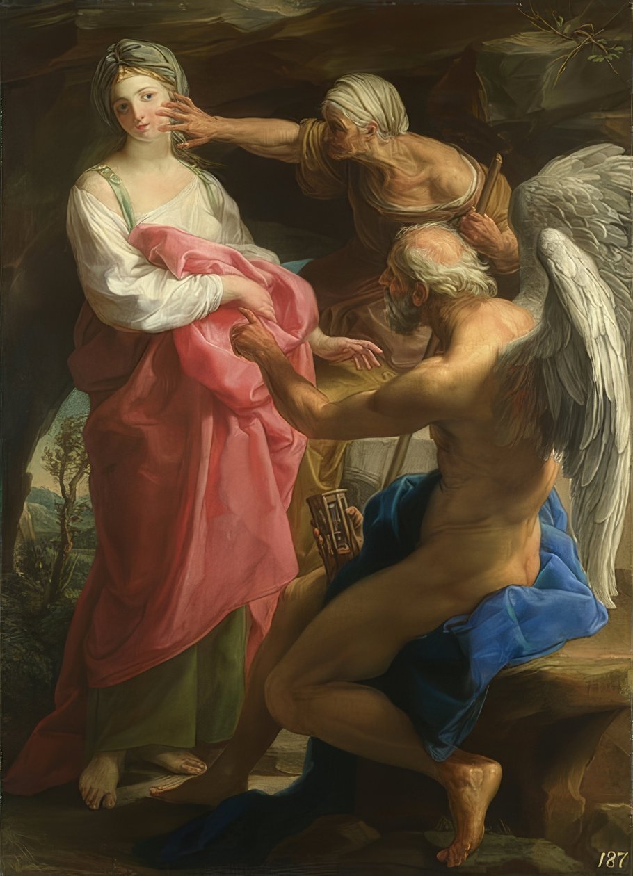 Tiden befaller ålderdom att förstöra skönhet. 1746 av Pompeo Girolamo Batoni