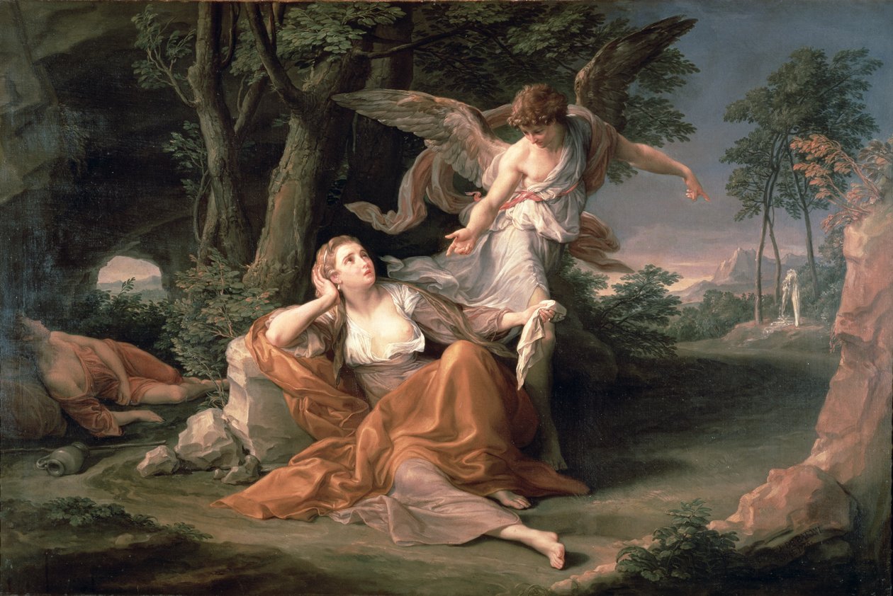 Hagar i öknen av Pompeo Girolamo Batoni
