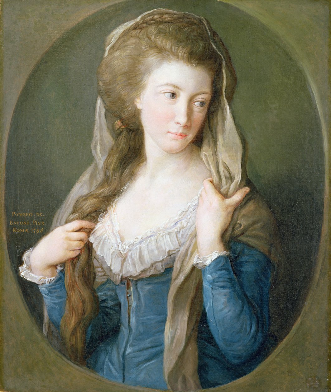 Porträtt av en kvinna, traditionellt identifierad som Margaret Stuart, Lady Hippisley av Pompeo Girolamo Batoni