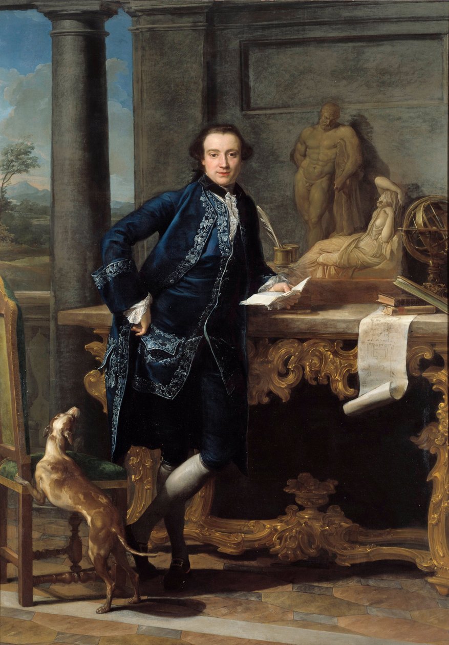 Porträtt av den engelske intellektuellen Charles John Crowles (1738-1811) Målning av Pompeo Batoni (1708-1787) 1700-talets sön. 2,48x1,72 m av Pompeo Girolamo Batoni