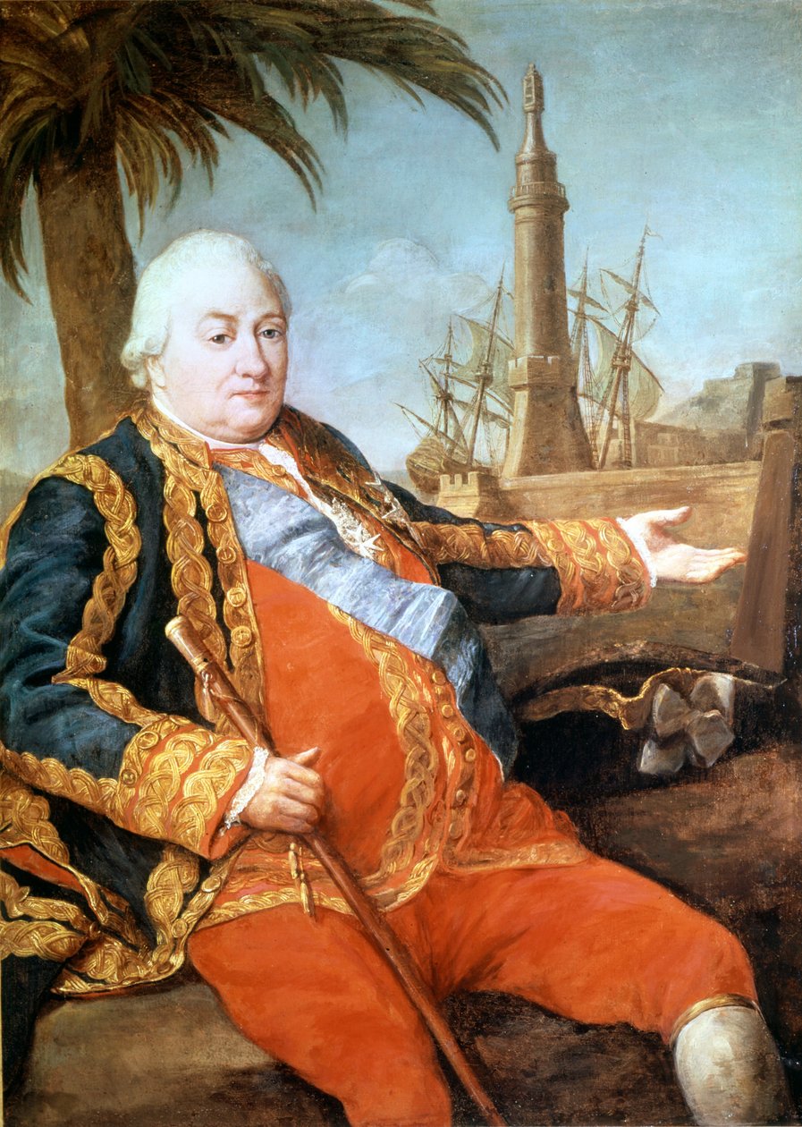 Porträtt av riddaren Pierre Andre de Suffren av Saint Tropez (Saint-Tropez), fogde av Suffren (1729-1788). Målning av Girolamo Pompeo Batoni (1708-1787). Museet för slott i Versailles av Pompeo Girolamo Batoni