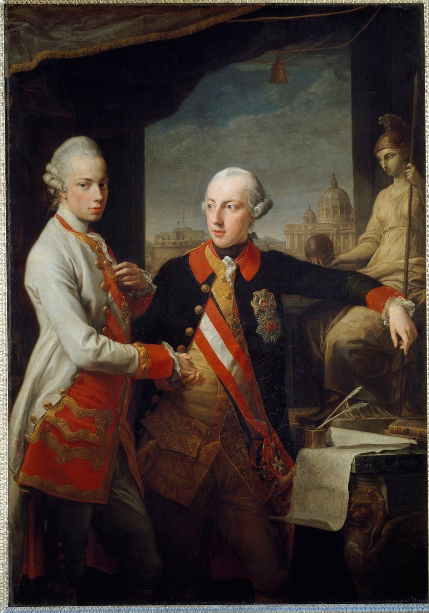 Porträtt av bröderna Leopold II av Habsburg-Lorraine, storhertig av Toscana och Josef II av det heliga riket av Pompeo Girolamo Batoni