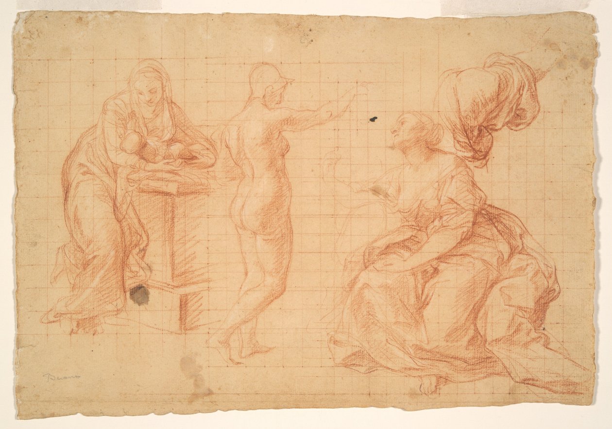 Studien für "Herkules an der Weggabelung" und für die "Geburt Christi" av Pompeo Girolamo Batoni