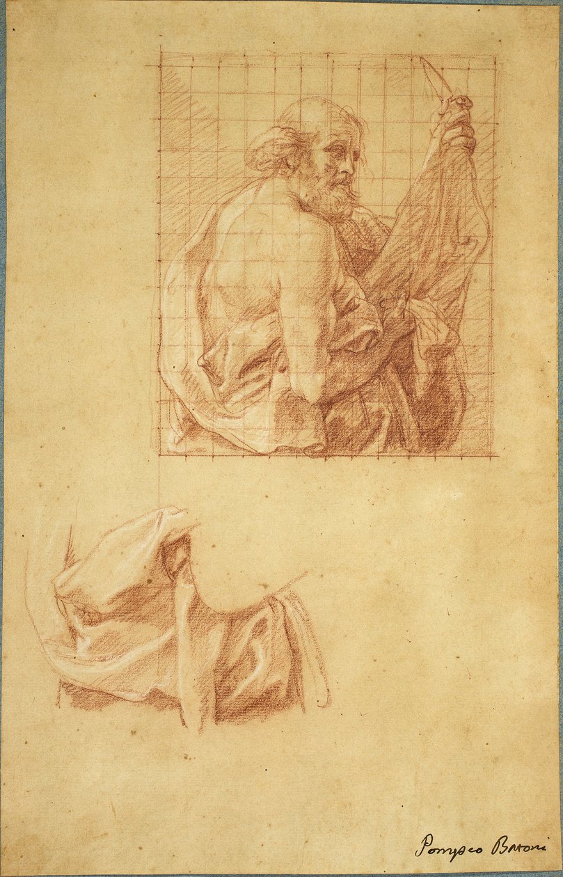 Studie för Saint Bartholomew och Draperi av Pompeo Girolamo Batoni