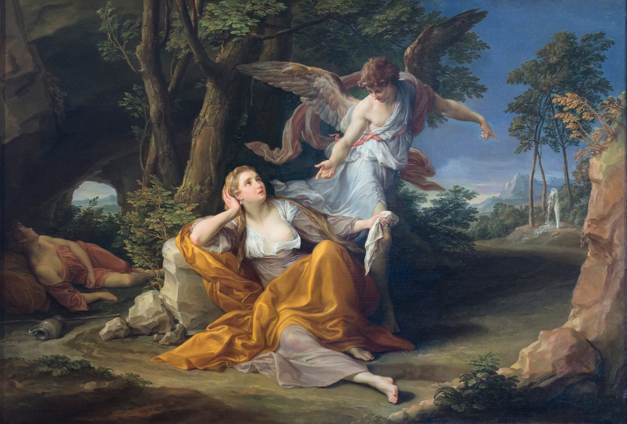 Ängelns framträdande för Hagar i öknen av Pompeo Girolamo Batoni