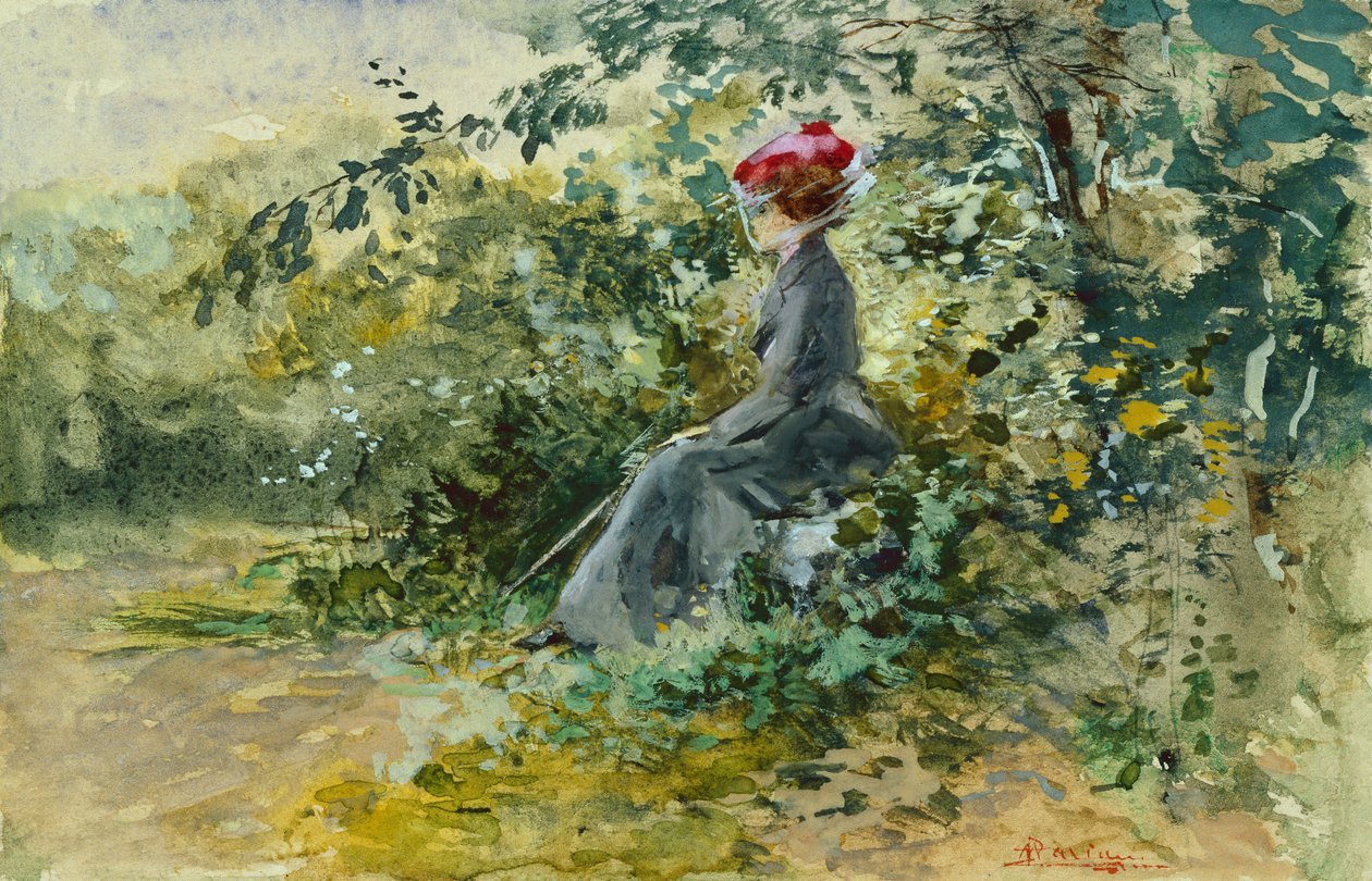 A Moments Rest (akvarell och kroppsfärg) av Pompeo Mariani