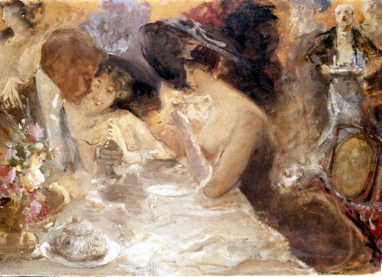 Middag i Monte Carlo. Belle Epoque av Pompeo Mariani. Slottsmuseet. Milano av Pompeo Mariani