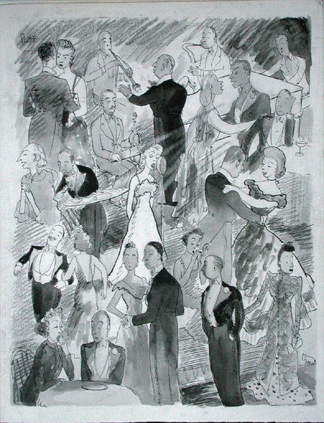 We go dancing in London (penna, bläck och monokrom akvarell på papper) av Pont