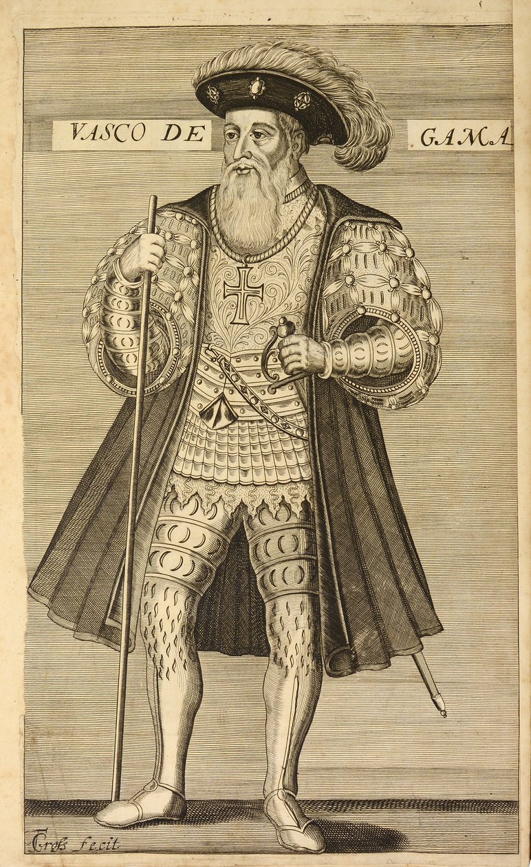 Vasco de Gama från Luciaden, eller Purtugals historiska dikt av Luis de Camoens (ca 1524-1580). Översatt från portugisiska till engelska av Sir Richard Fanshaw (1608?1666). London: Humphrey Moseley, 1 av Portuguese School