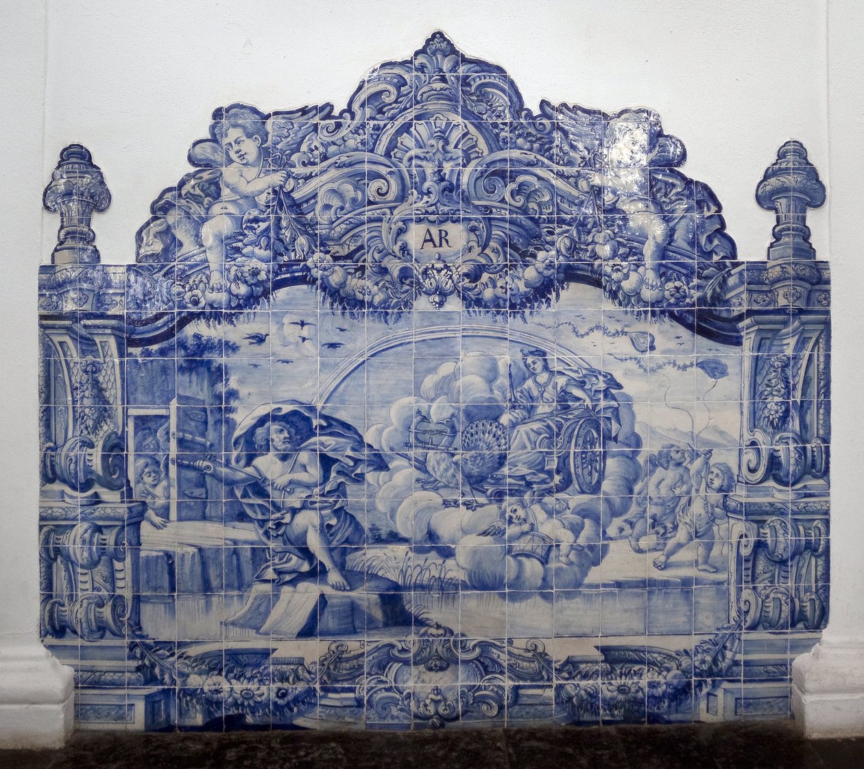 Allegory of air - Azulejos, målat lergods av Portuguese School