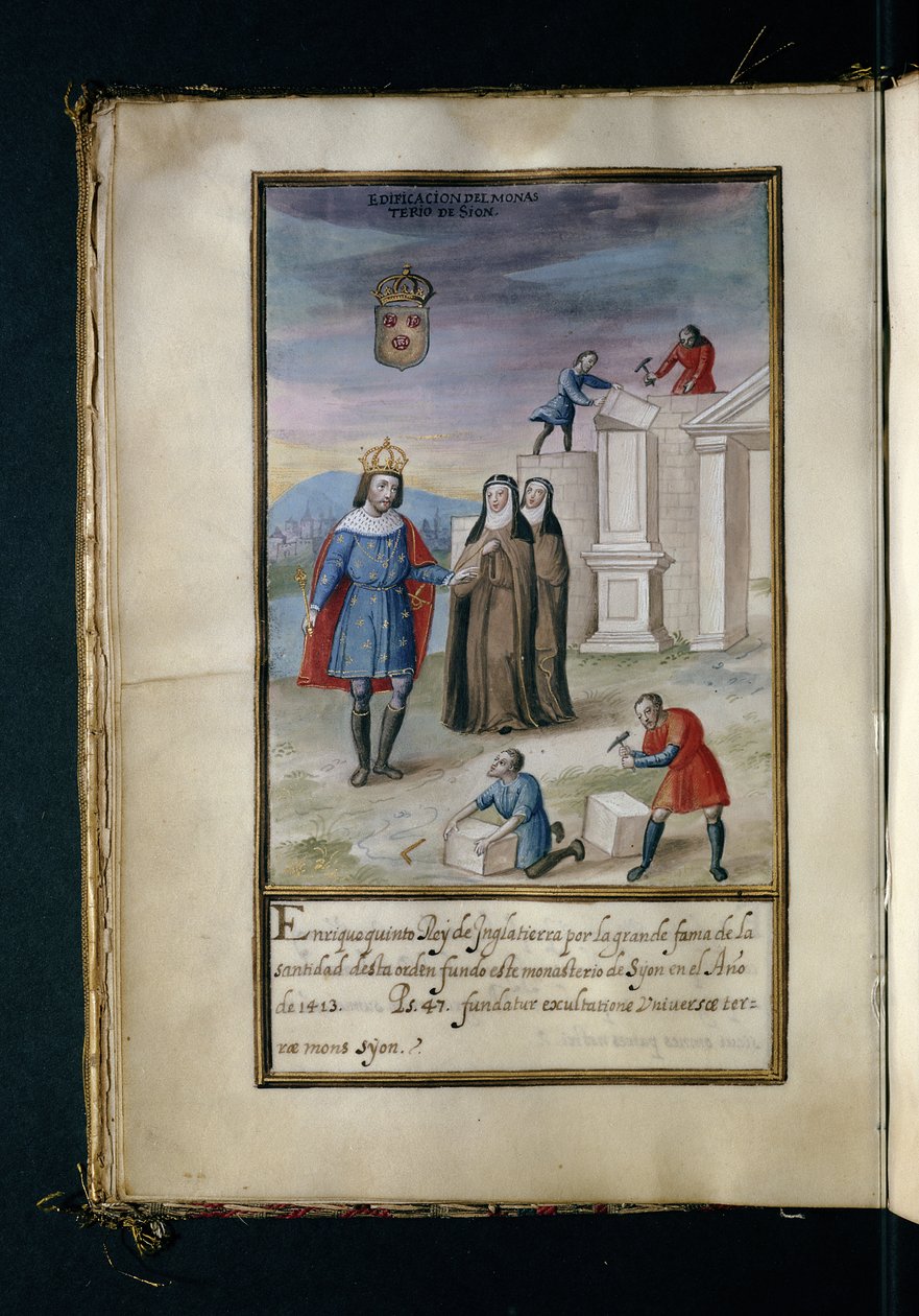Att bygga klostret i Syon, från en historia om Syon-nunnornas peregrinering, sammanställd i Lissabon i början av 1600-talet av Portuguese School