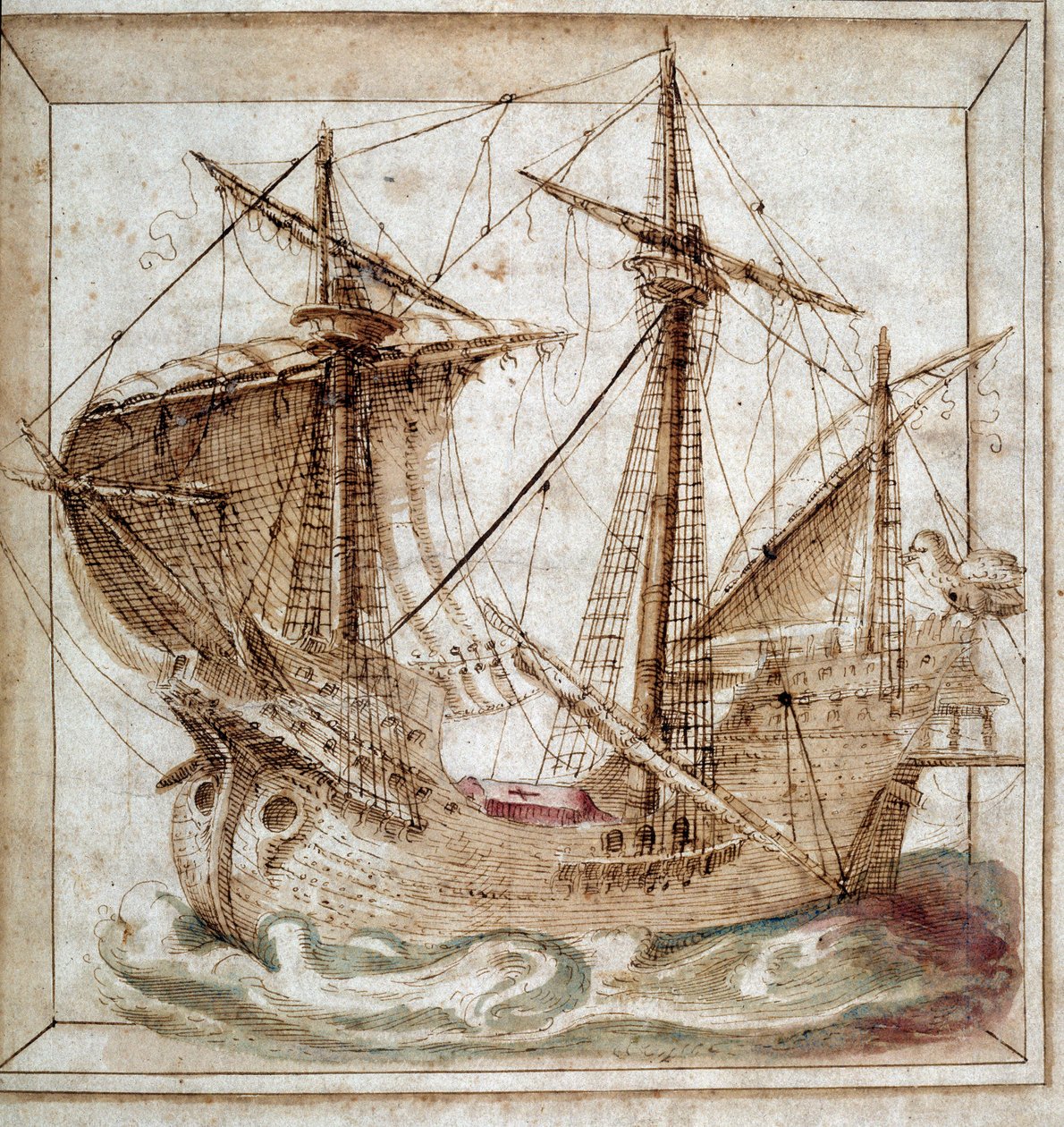 Caravelle. Portugisiskt manuskript av Portuguese School