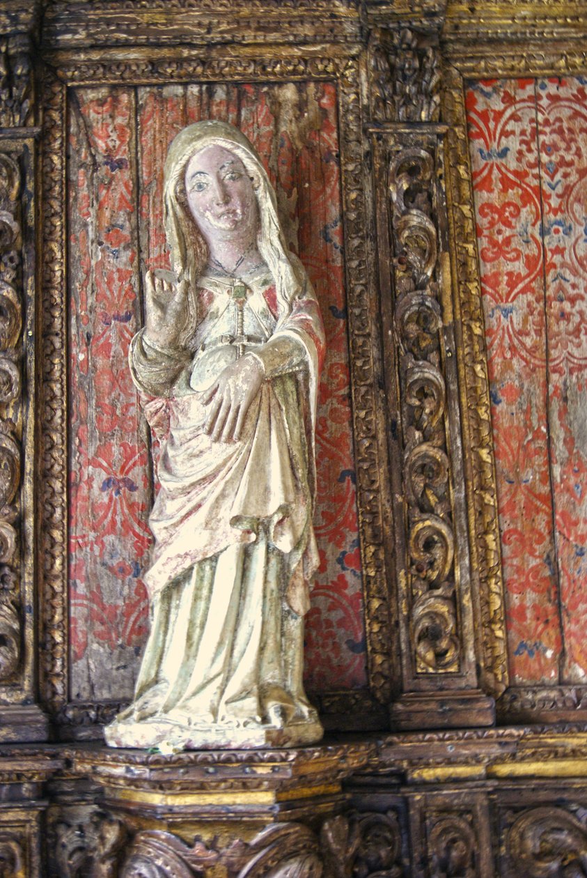 Ristade staty av en gravid Jungfru Maria, Lamego, Portugal c.1562 (målat trä) av Portuguese School