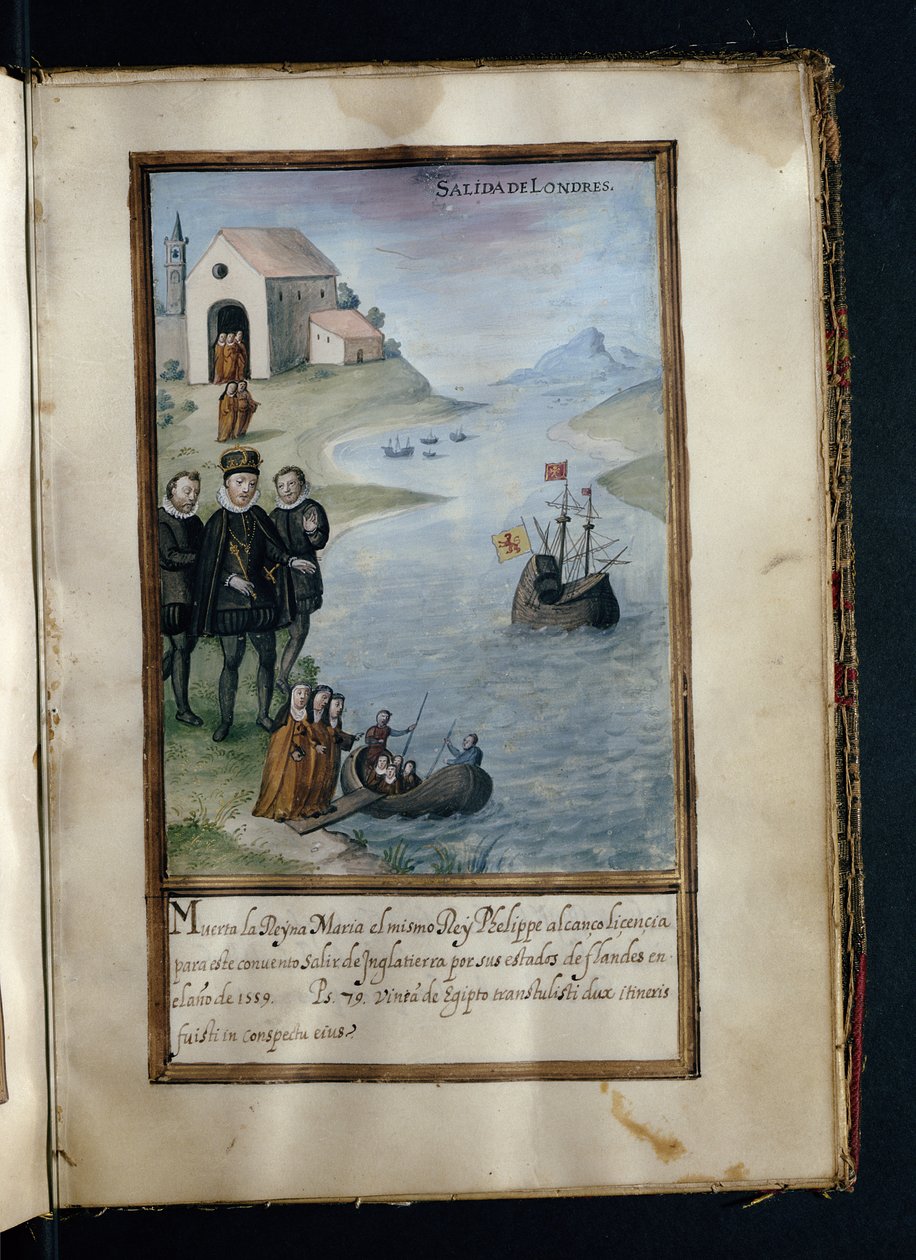 Avgång från London, från en historia om Syon-nunnornas peregrinationer, sammanställd i Lissabon i början av 1600-talet av Portuguese School