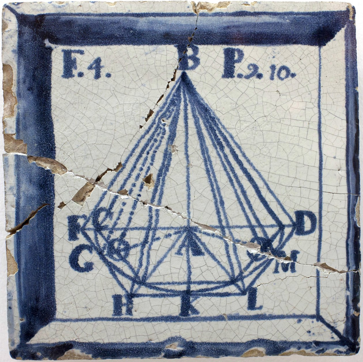 Geometriskt schema av en pyramid, plåtglaserat lergods, Lissabon andra hälften av 1700-talet - Musee national des azulejos, Lissabon (Portugal) av Portuguese School