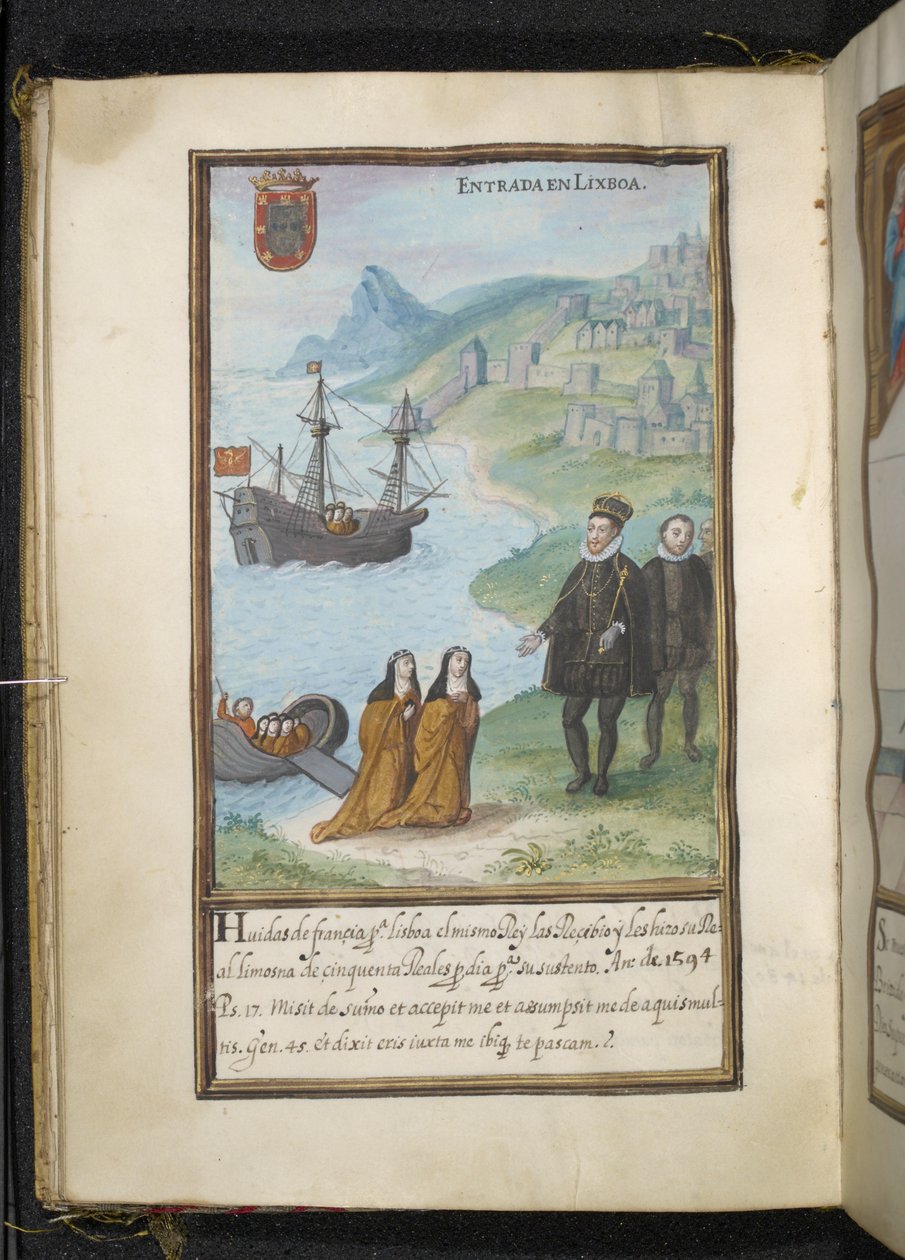 Illustration, från en historia om Syon-nunnornas peregrinationer, sammanställd i Lissabon i början av 1600-talet av Portuguese School