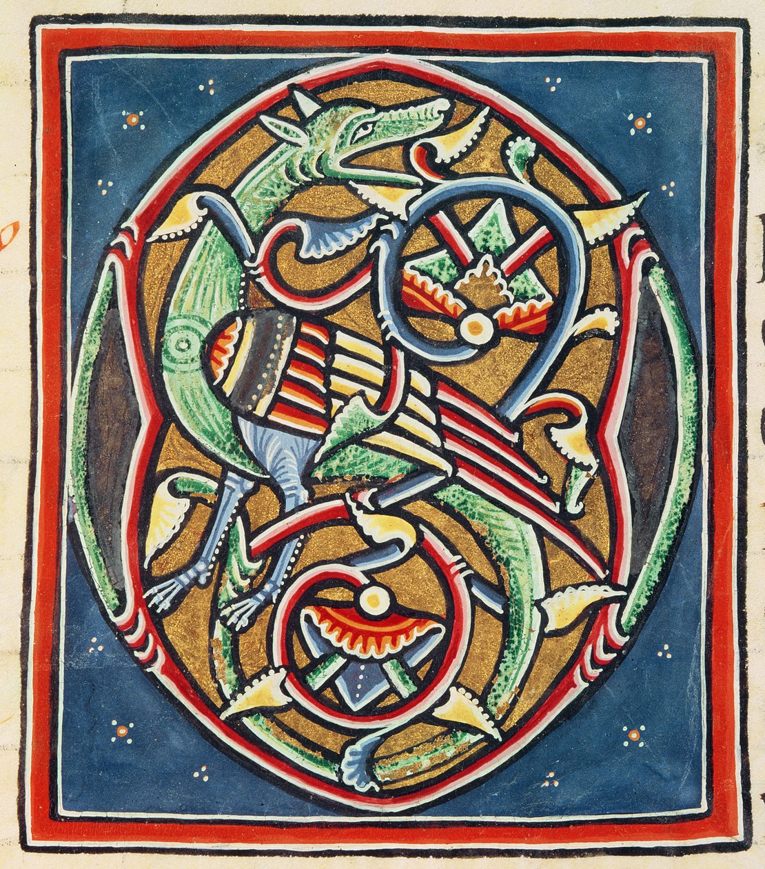 Ms 3089 fol.35r Inhabited Initial O, tolfte eller trettonde århundradet av Portuguese School