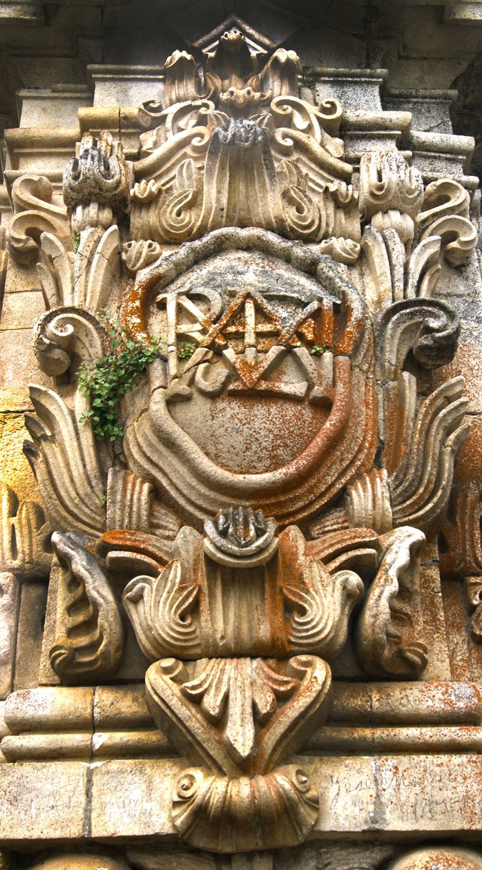 Södra sidan av helgedomen Nossa Senhora dos Remedios obelisk, Lamego, Portugal. 1738 (granit) av Portuguese School