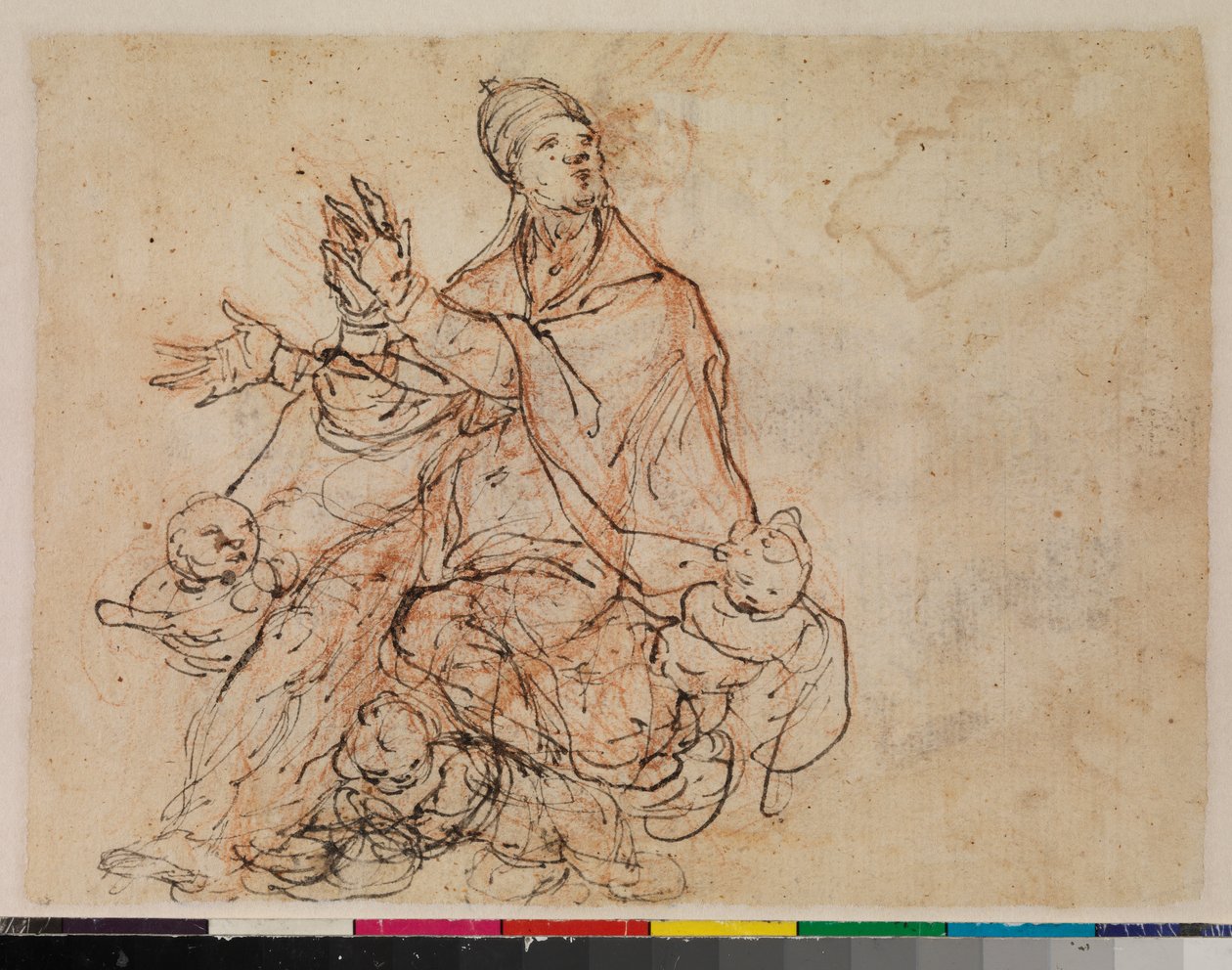 Studie för apoteos av ett biskopshelgon, tergo, 1675-99 av Portuguese School