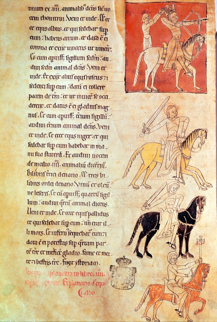 The Four Horsemen of the Apocalypse, från Apocalypse of St. Jean de Lorvao av Portuguese School