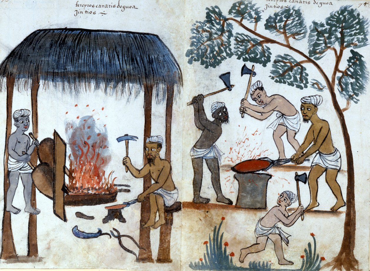 Den primitiva indiska metallurgin. Portugisiskt manuskript från 1500-talet. Rom, Bibl. Casanatense. av Portuguese School