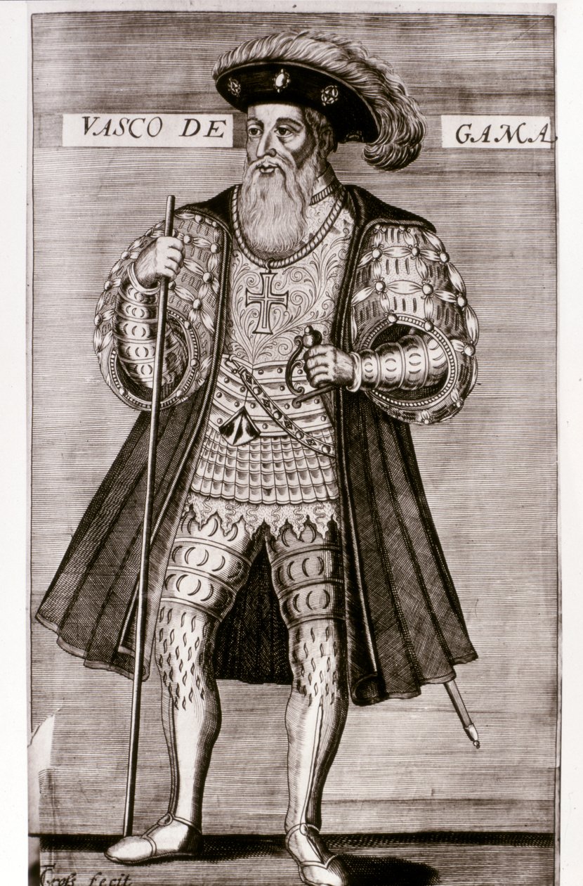VASCO DA GAMA: Illustration ur "OS LUSIADAS" av Luis Camoes, Lisboa 1572. av Portuguese School