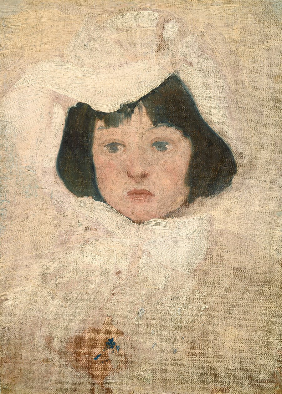 Liten flicka i vitt av Possibly American or British 19th Century