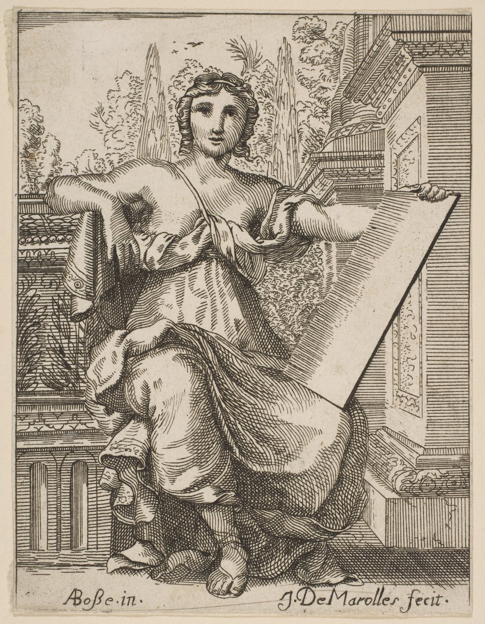Sittande kvinna som håller en tablett, sent 1600-tal, mitten av 1700-talet. av Possibly by Jean Antoine de Maroulles