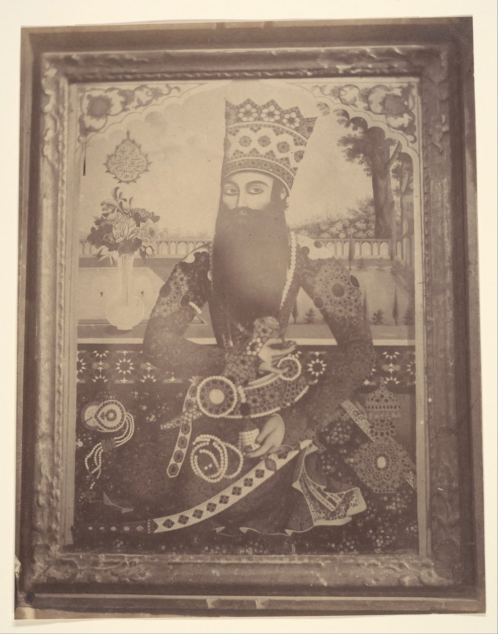 [Fath-Ali Shah, målning som en gång tillhörde Hmah [] Saula, kungens farbror.], 1840-60-tal. av Possibly by Luigi Pesce.