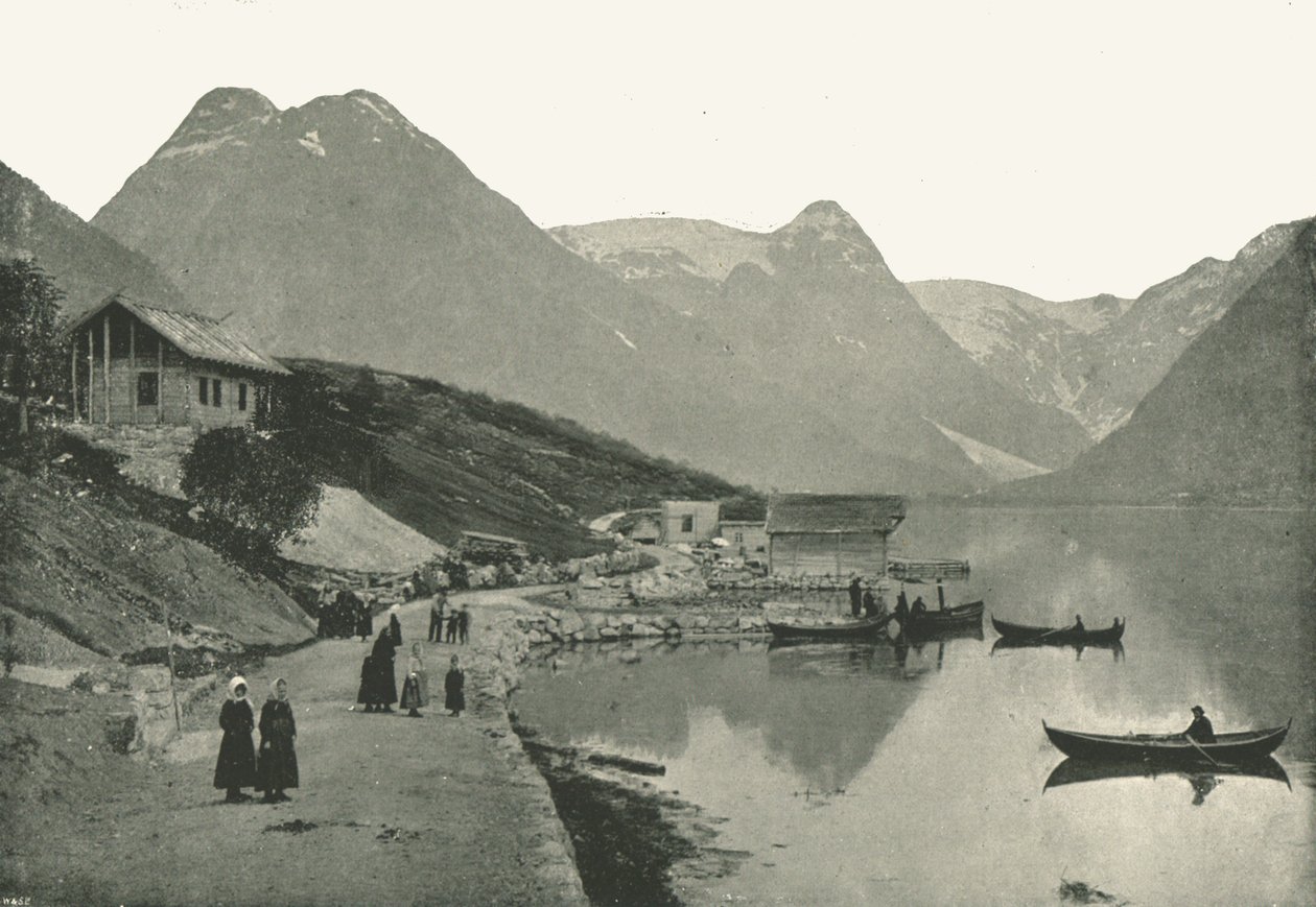 Mundal, vid Fjaerlandsfjorden, Sogn, Norge, 1895. av Poulton and Co