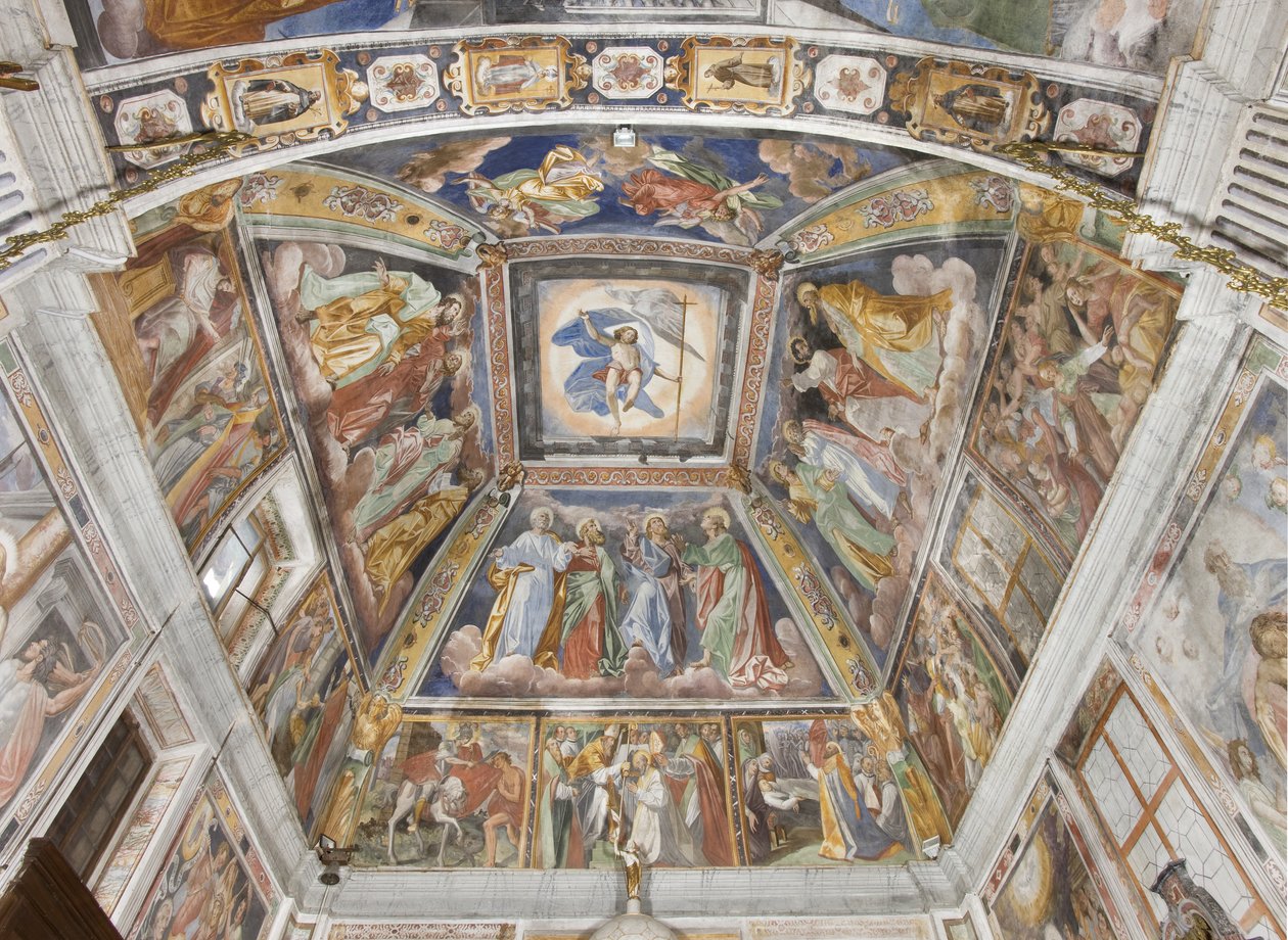 Tolv apostlar och den triumferande Kristus, 1590-1600 av Pozzo or Pozzi di Puria Brothers Pozzo or Pozzi di Puria Brothers