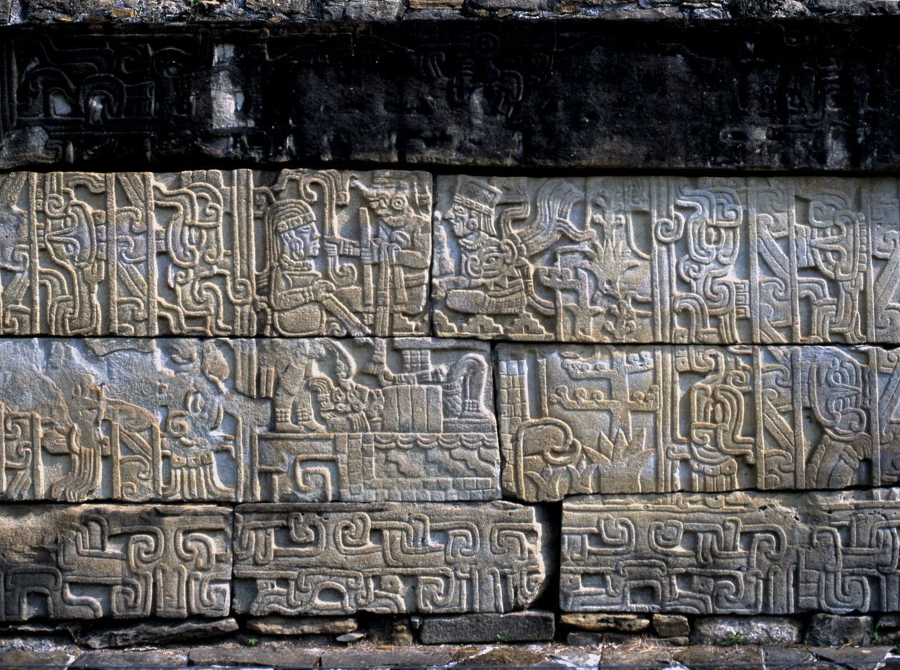 Center relied, Totonac, från norra väggen, South Ball Court, Sen klassisk period av Pre Columbian