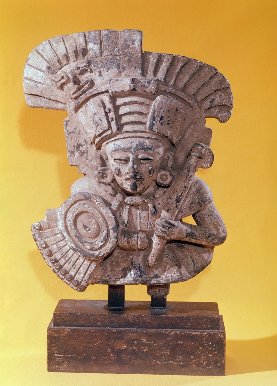 Figur av en krigare i paraddräkt, Zapotec (terrakotta) av Pre Columbian