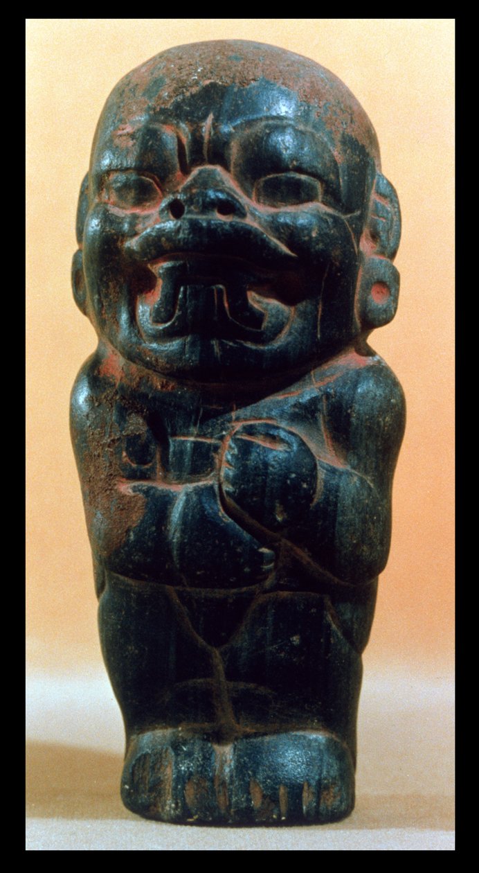 Figur med huvudet på en Jaguar, från Olmec Culture, 3000-1000 f.Kr. (keramik) av Pre Columbian