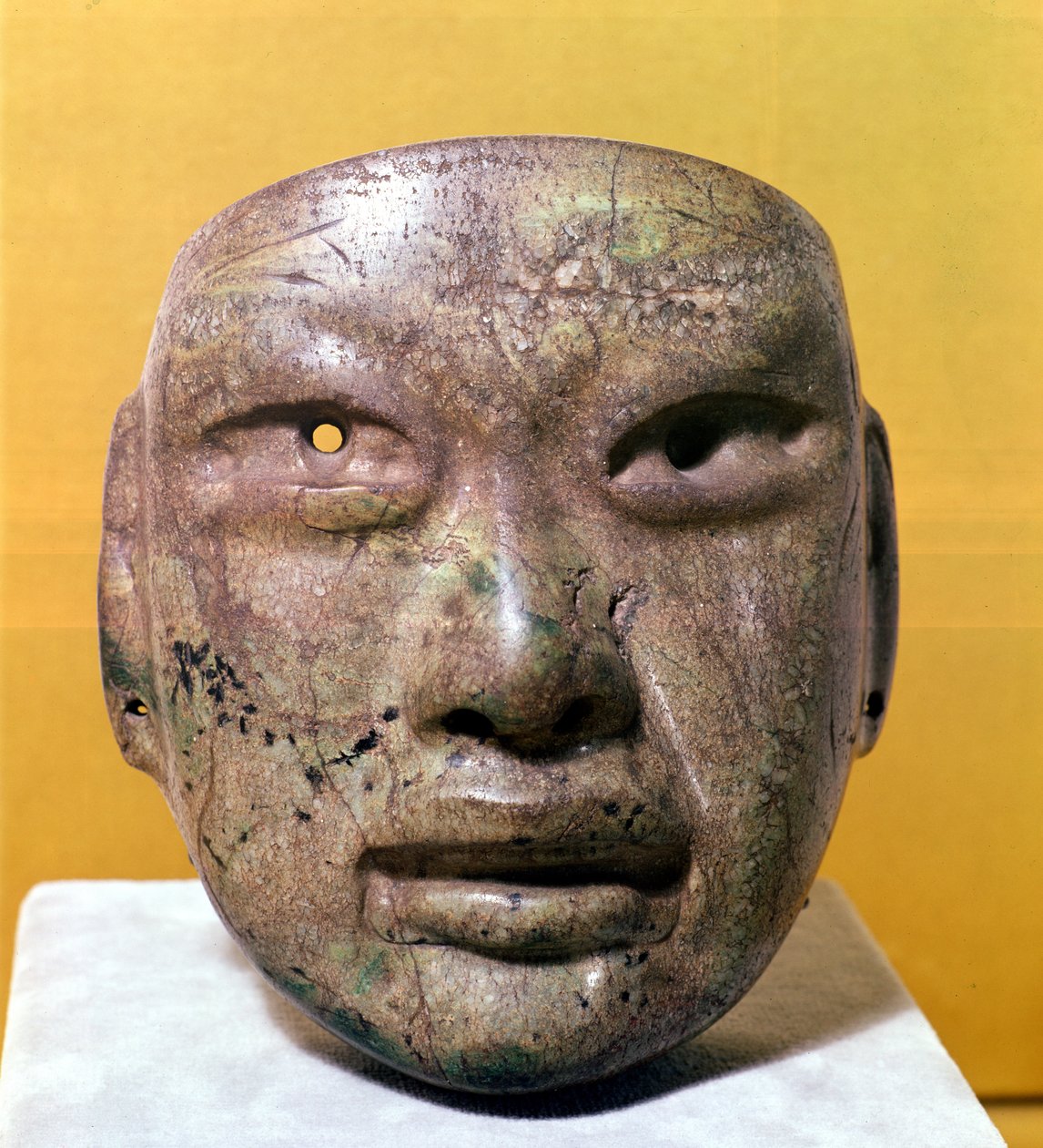 Begravningsmask, Olmec, från Mexiko av Pre Columbian