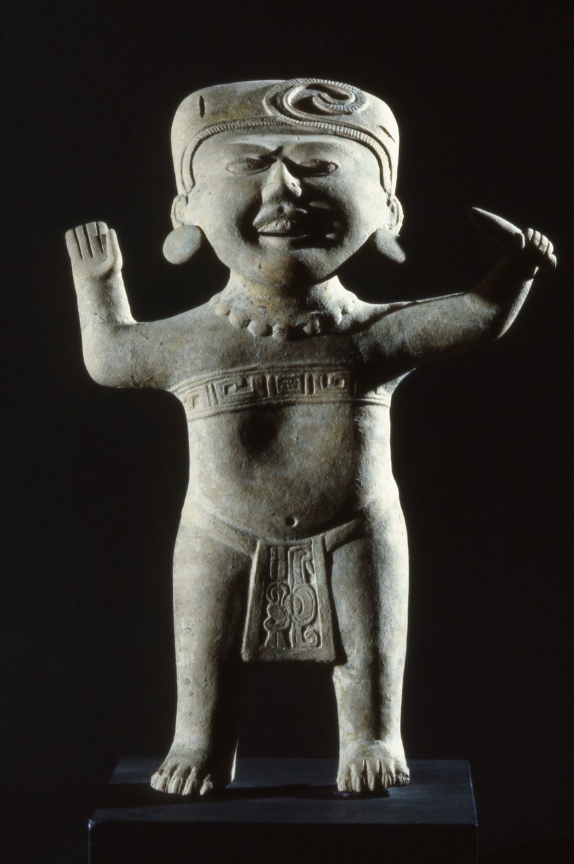 Totonac-statyett med ett leende ansikte, från staten Veracruz, sen klassisk period av Pre Columbian