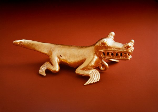 Alligatorhänge, Chiriqui Culture Panama (guld) av Pre Columbian Pre Columbian