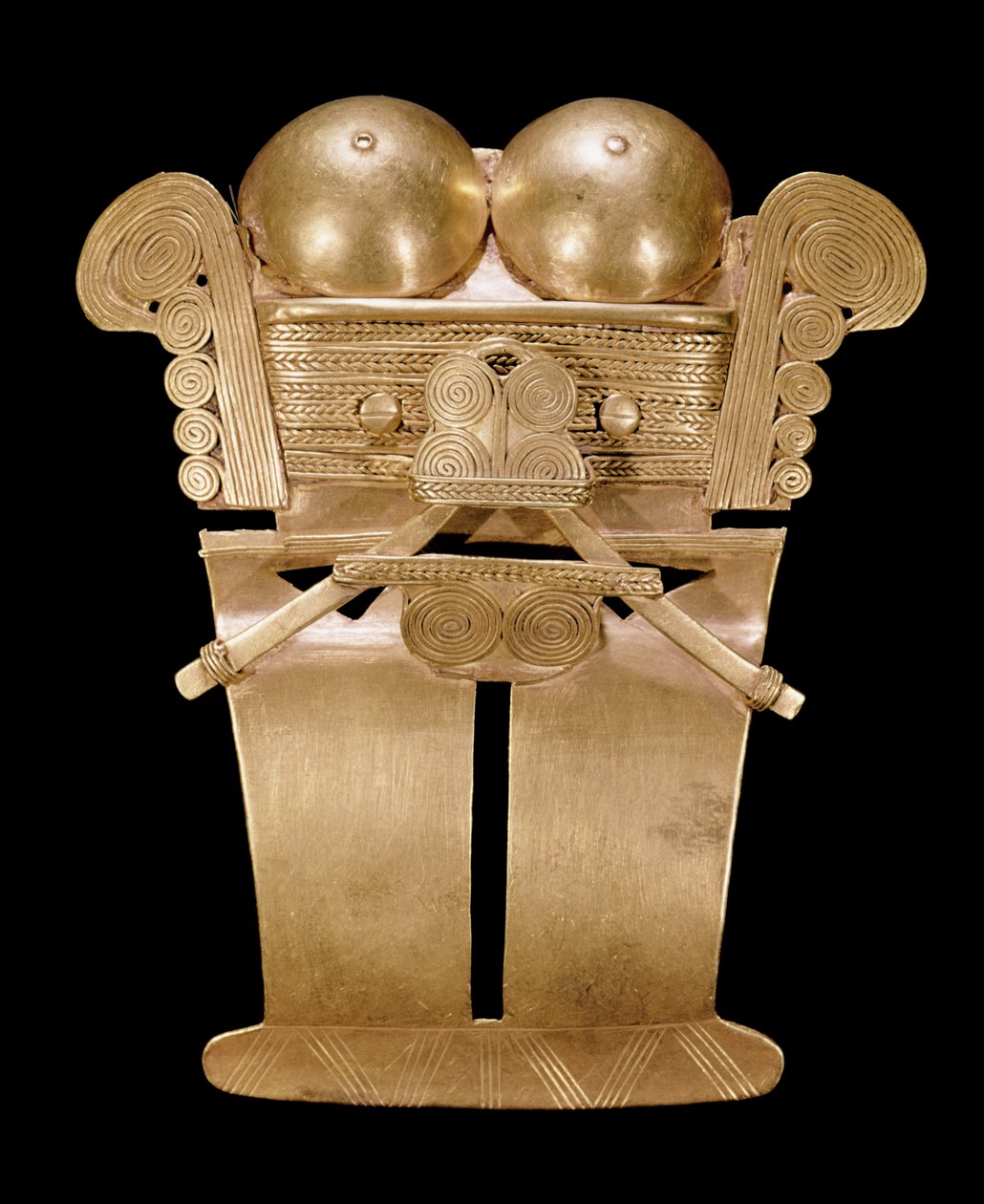 Antropomorfisk bröstkorg, Darien-stil (guld) (se även 240930) av Pre Columbian Pre Columbian
