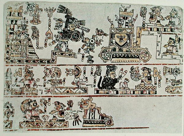 Faksimilkopia av Codex Bodley, detalj, ca 1521 (vellum) av Pre Columbian Pre Columbian