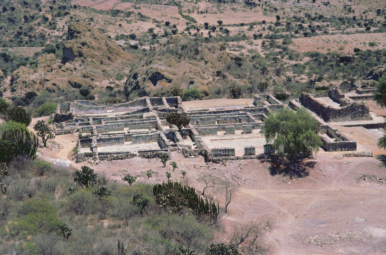 Flygfoto över staden, sen efterklassisk period av Pre Columbian
