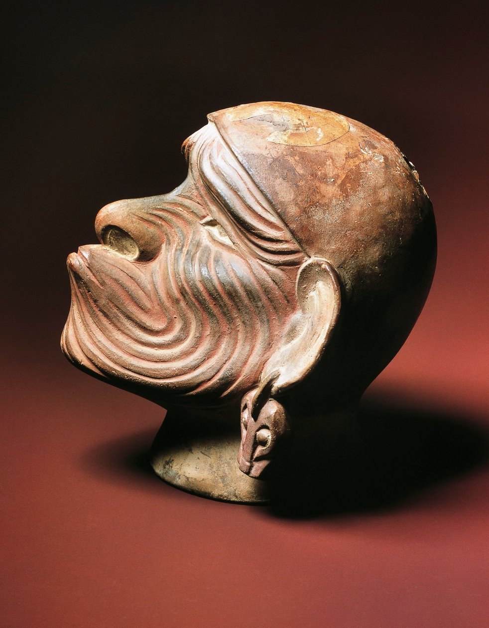 Maskulint huvud från Trujillo, Moche-kultur, förcolumbiansk civilisation, 4-9-talet (foto) av Pre Columbian Pre Columbian