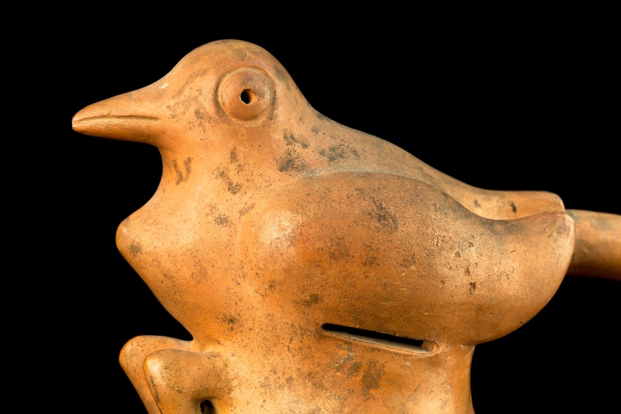 Keramik med brohandtag och fågelmotiv / Precolumbiansk konst (terrakotta) av Precolombian Precolombian